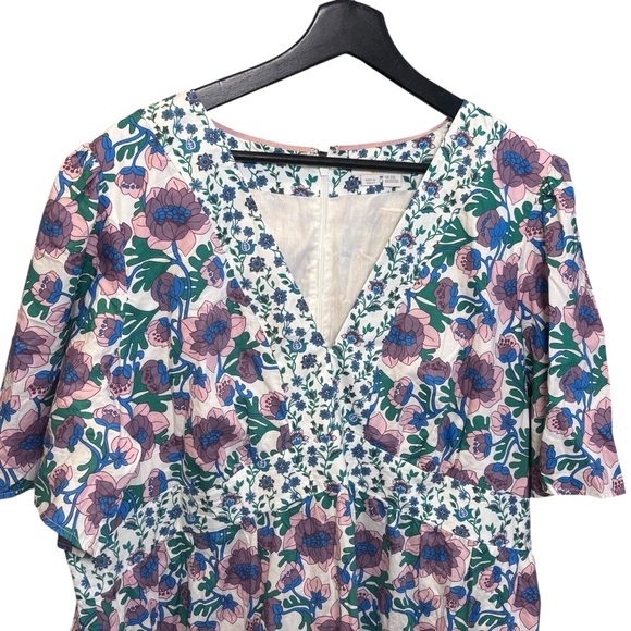 Boden Boho Vneck Floral Blue Purple Terrance Bud Dress Size 20/22 L - Picture 3 of 14